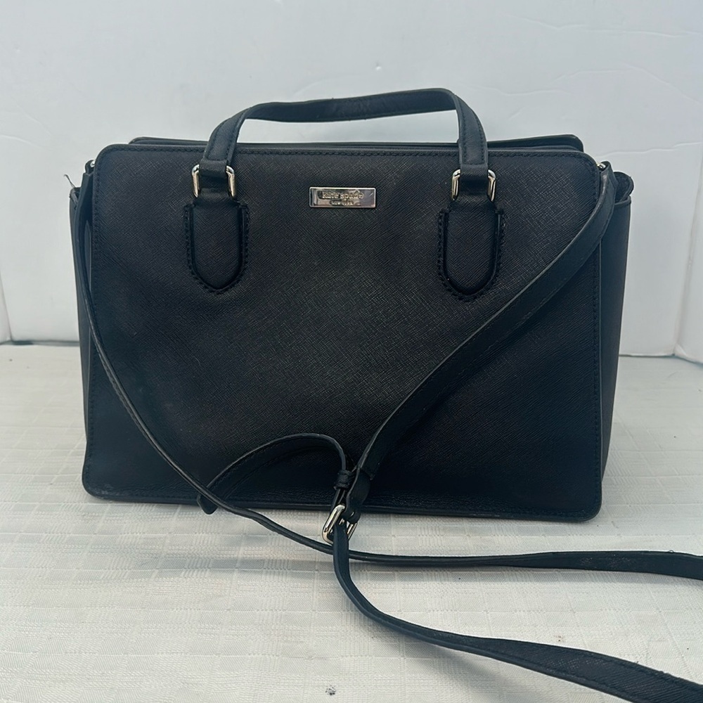 KATE SPADE Saffiano Black Leather Medium Square Tote Bag